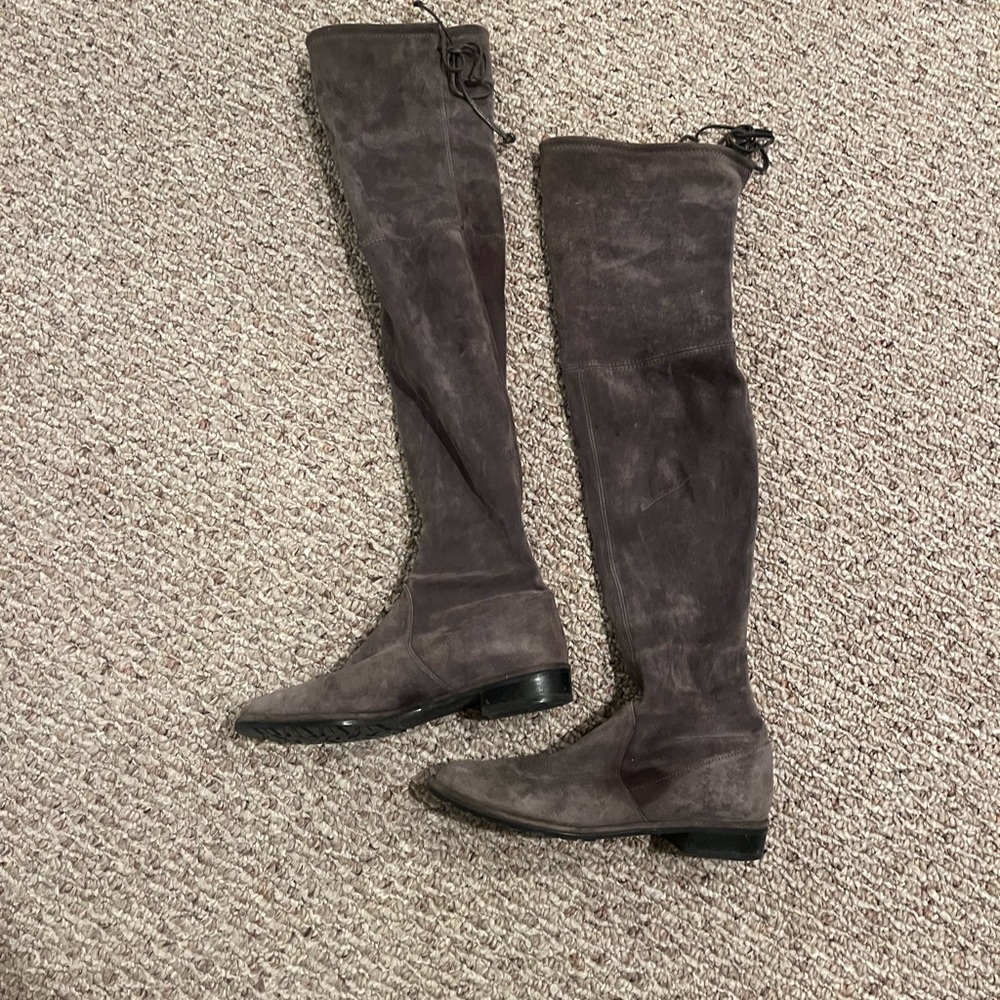 Stuart Weitzman Lowland over the knee Grey Suede Boots women’s 6 OTK